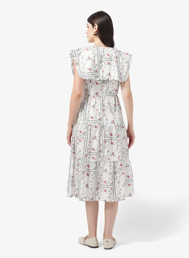 كولكتيف ذي لايبل فستان ميدي بدون أكمام بياقة كاب